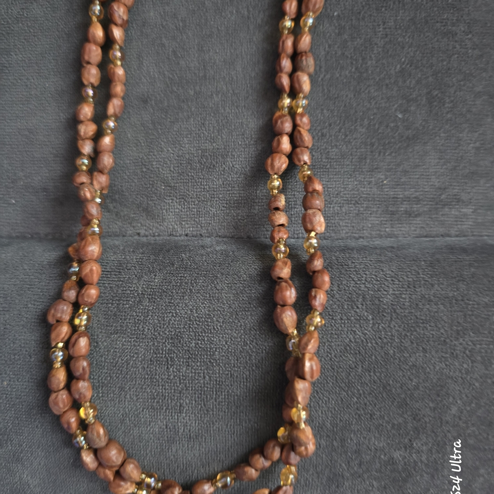 Natural Brown Beaded Layered Necklace